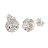 Lourdes White Stud Earrings with Sparkling Detail